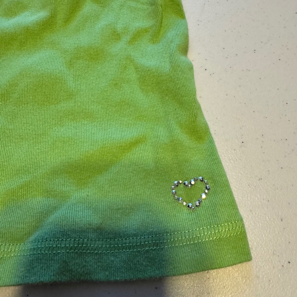 Y2K Aesthetic Girls Size 10 Gap Kids Green Halter Top Rhinestone Heart vintage - Picture 2 of 6